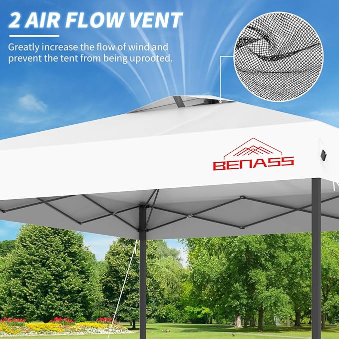 12x12 Pop Up Canopy, Easy Up Canopy Tent, Heavy Duty Tents for Parties, One Person Set Up Event Tent, White