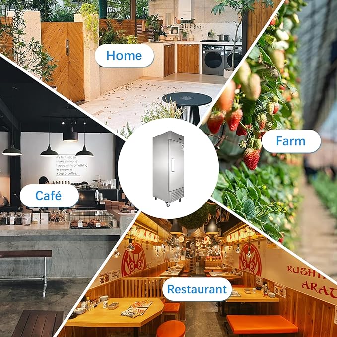 JINSONG 27" Commercial Reach-In Freezer, 23 Cu.Ft Stainless Steel Single Solid Door Freezer with 4 Adjustable Shelves & 4 Casters, for Restaurant, Bar, Shop, Home