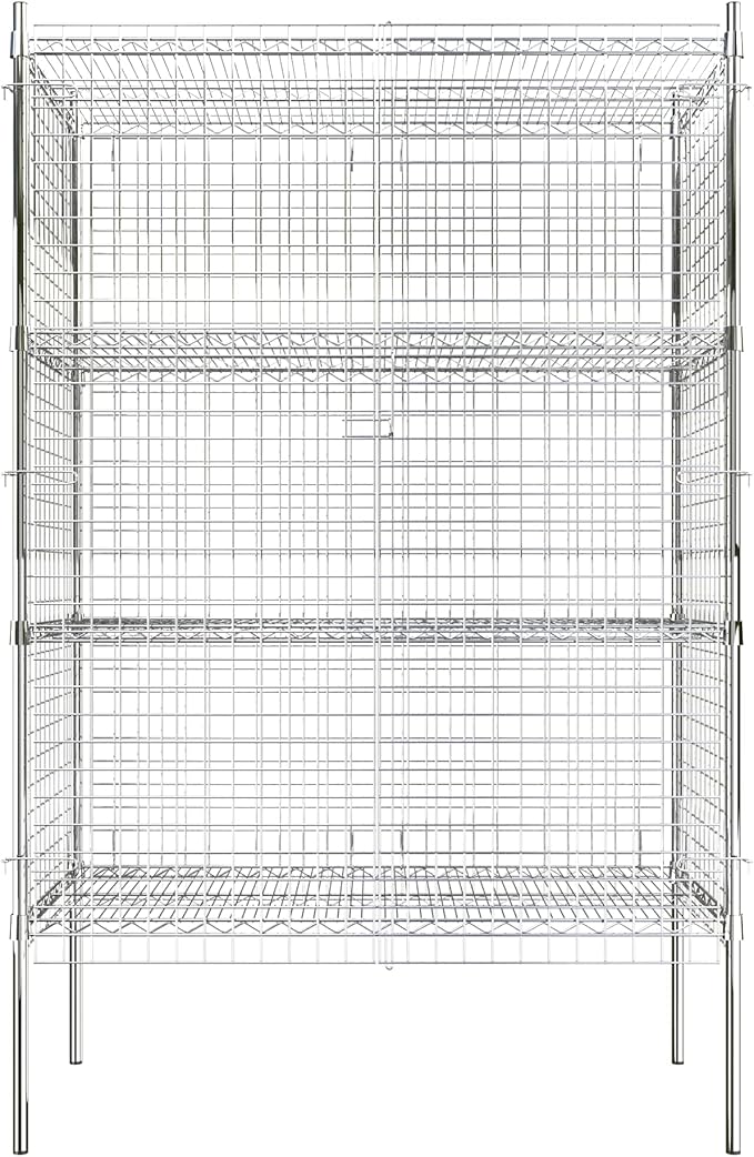 Commercial Grade NSF Listed Metal Wire Mesh Storage Chrome Security Cage Kit, 24" x 48" x 74", Perfect for Warehouse, Grocery Store, Restaurant, Dishroom