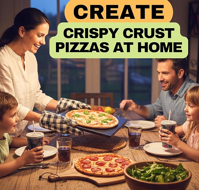 Easy Clean, Non Stick Ceramic Pizza Stone - Pizza Stones for Grill with Handles, Pizza Peel, Pizza Cutter, Dough Tool - Bread Baking Stone - 15 inch Ceramic Pizza Pan - Pizza Oven Accessories Kit