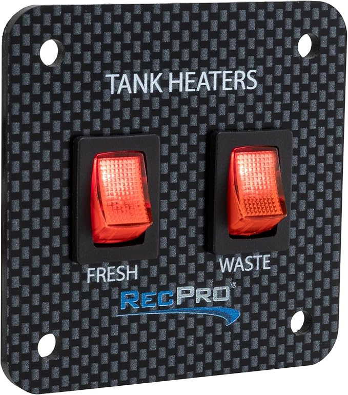 RecPro RV Toggle Switch | RV Tank System Control Panel Switch | Gang Kit System | Tank Heating Pad Toggle Switch | RV Tank Heater Panel (2 Toggles)