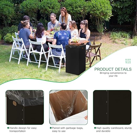 Nosiny 20 Pcs 20 Gallon Disposable and Reusable Corrugated Cardboard Trash Cans for Events, Recycling Bins Bulk with Trash Bags, Cardboard Garbage Boxes for Parties, 14 x 14 x 24 (Black)