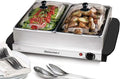 Elite Gourmet EWM-6122# Dual 2 x 2.5 Qt. Trays, Buffet Server, Food Warmer Temperature Control, Clear Slotted Lids, Perfect for Parties, Entertaining & Holidays, 5 Qt Total, Stainless Steel