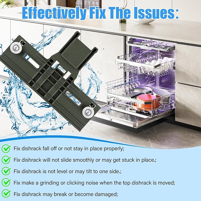 Upgraded W10350376 W10350374 Dishwasher Top Rack Parts For Kenmore/Kitchenaid Dishwasher Parts Upper Rack, W10195840 W10712394 Dishwasher Rack Parts For Whirlpool Dishwasher Top Rack Parts(10 Packs)