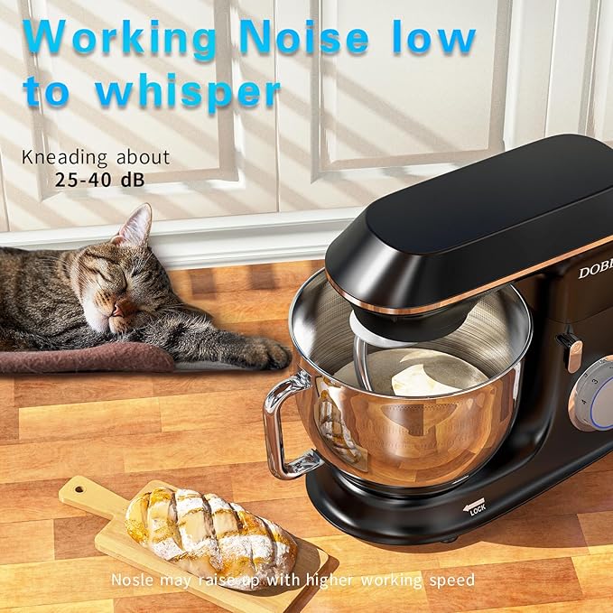 Electric Stand mixer, 9.5QT 660W 6 Speeds Tilt-Head Dough Mixers, Bread Mixer with Dough Hook, Whisk, Beater, Splash Guard for Baking Bread, Cake, Cookie, Pizza, Muffin, Salad and More (Black)