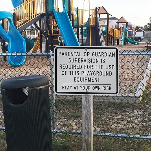 SmartSign 18" x 24" 'Parental/Guardian Supervision Required For Use Of This Playground Equipment' Metal Sign, 80 mil Aluminum, 3M Laminated Engineer Grade Reflective, Black/White, USA-Made