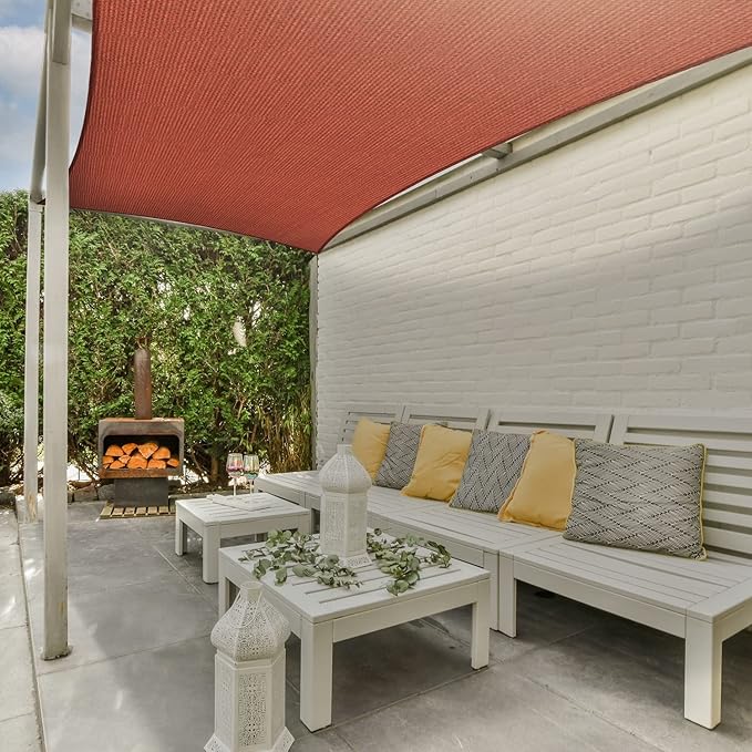 AsterOutdoor Sun Shade Sail Rectangle 8' x 12' UV Block Canopy for Patio Backyard Lawn Garden Outdoor Activities, Terra