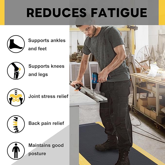 Nisorpa Anti Fatigue Mats Industrial 2' x 7' Ergonomic Standing Mat 15/16" Extra Thick Cushioned Shop Floor Mats Kitchen Mats Heavy Duty Commercial Diamond Plate Support for Leg & Back Pain