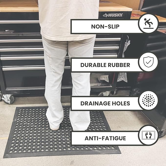 Envelor Anti Fatigue Rubber Mat Non-Slip Restaurant for Floors Bar Drainage Mat Doormat Door Mat Utility Garage Home Anti Slip Entry Mat