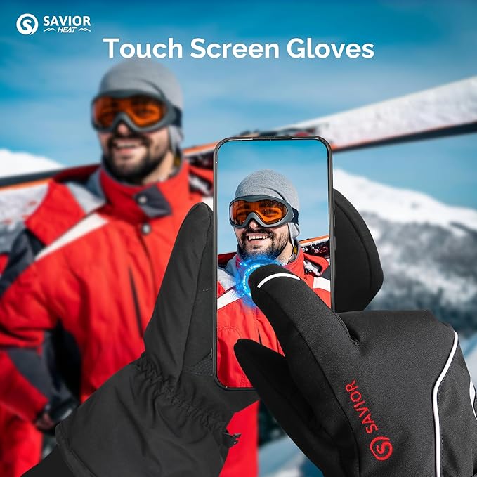 Heated Mittens Battery Gloves Men Women, SAVIOR HEAT Flexible Crab Finger Rechargeable Ski Mitten with 7.4V 2200mAh Battery for Winter Snow Skating Camping Hunting Hiking Motorcycle