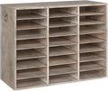 HOOBRO Literature Organizer, 24 Compartments Wooden Mail Organizer, Countertop Literature Sorter with Adjustable Shelves for Home, Office, School, Student Mailbox for Classroom, Greige BG38WF01