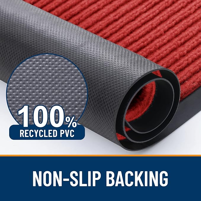 OLANLY Front Door Mat Indoor Outdoor Entrance, Waterproof Heavy Duty Doormat, Fade Resistant, Low Profile, Easy Clean Patio Porch Welcome Floor Mats for Entry, 71x47, Red