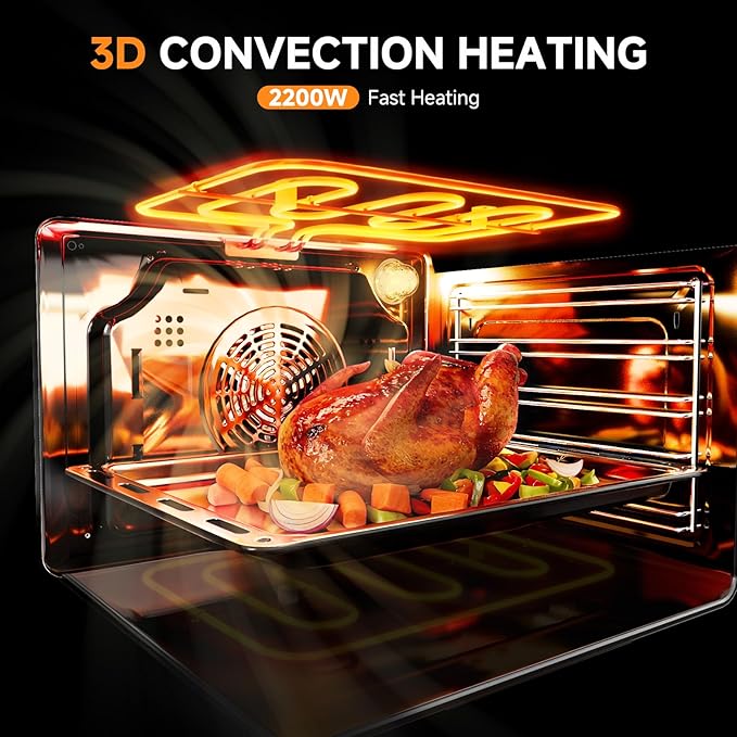 Wall-Oven-Single-Wall-Oven: AMZCHEF 24 inch Electric Wall Oven with 10 Functions, 2.5 Cu.Ft. Convection Wall Oven with Upgraded Control Panel, 2800w, 220V, Touch Control, Timer, Safety Lock