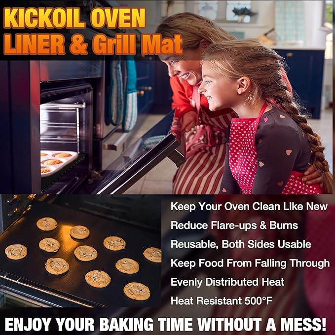 Oven Liners for Bottom of Oven/Electric Oven/Gas Oven/Toaster Oven/Air Fryer,Nonstick Heavy Duty Resuable Grill Mat PFOA Free Oven Mat Oven Protector Liner Baking Cooking Supplies,4 Pack,16x20 IN