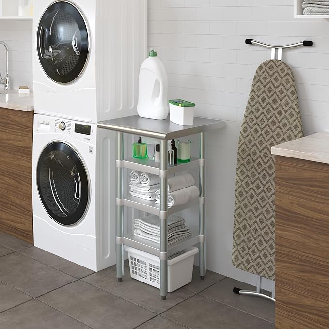 20 in. x 20 in. Stainless Steel Work Table with Three Bottom Shelves | NSF Kitchen Prep Table | Utitly Metal Table