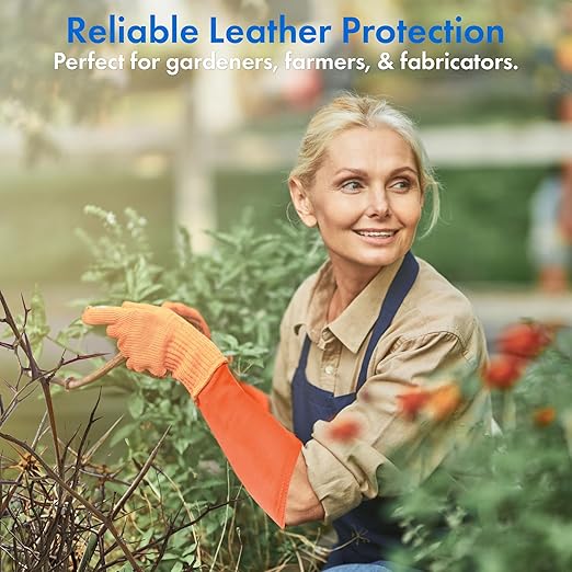 Arm Chaps Extended Elbow Leather Arm Guard - Arm Sleeve Protectors for Thin Skin and Bruising, Scratches & Cuts - Protective Arm Sleeve for Any Age- Left & Right Form-Fitting - Orange(1Pair/X-Small).