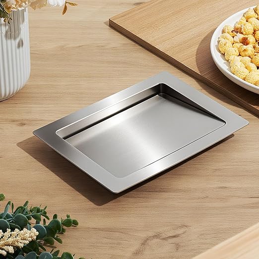1 Pcs 304 Stainless Steel Trash Chute Lid Replacement, 7" x 9" Side Mounted Trash Chute with Hinged Inward Flip Garbage Bin Lids for Home Bathroom Commercial Cabinet Kitchen (Side-swing Lid)