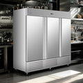 mikibama Glass Door Merchandiser Refrigerator Swing Door Commercial Display Refrigerators Merchandising Refrigeration with LED Top Panel,Black (72 Cu.ft)