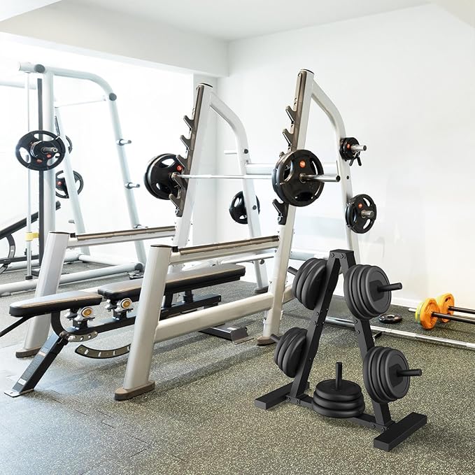 Weight Plate Rack, Weight Tree, 1-Inch Home Gym Storage Stand, Holds 300 lbs