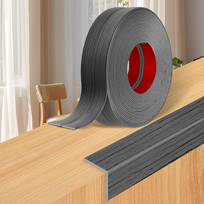 Wall Corner Protector Moulding Trim Peel and Stick Wall Corner Guards Trim Flexible Self Adhesive Edge Protector Moulding, 2.4 in x 10 Ft, Deep Gray Wood
