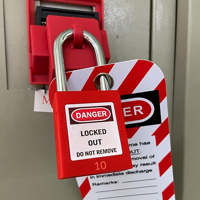 SAFBY Lockout Tagout Locks, Safety Padlock, Keyed Differently Loto Safety Padlocks for Lock Out Tag Out Kits Station (Red 1-10)