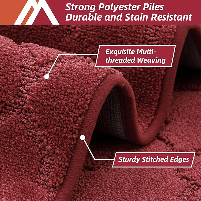 COSY HOMEER-Kitchen-Rugs-Non-Slip-Washable 24"x60" Absorbent Kitchen Runner Rug Polyester Kitchen Mats for Floor Soft Standing Floor Mats for Sink Mat,Hallway,Laundry,Red