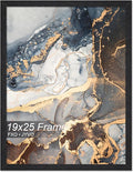 Engineered Wood 19x25 Frame, Black Picture Frame for 19 x 25 Inch Poster Puzzle Photo, Light Weight 19 by 25 Poster Frame with Wood-grain for Wall - 1 Pack/Black/19 x25