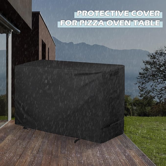 Pizza Oven Table Cover for BBQMall Pizza Oven Table Cart, Outdoor Grill Cart Cover for GRILL FORCE Pizza Oven Stand/Pizza Topping Station
