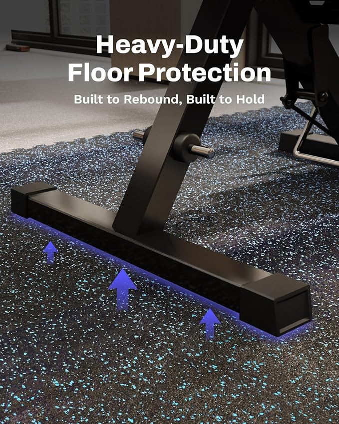 AIRHOP 0.79in Thick 72 Sq Ft Exercise Equipment Mats, 18 Tiles Upgraded Rubber Top with High Density EVA Foam, Large Interlocking Puzzle Gym Flooring for Home Gym, Heavy Weight Workout,Black & Blue