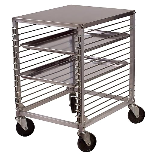 Winco 15-Tier Aluminum Sheet Pan Rack with Hard Top and Wire Slides