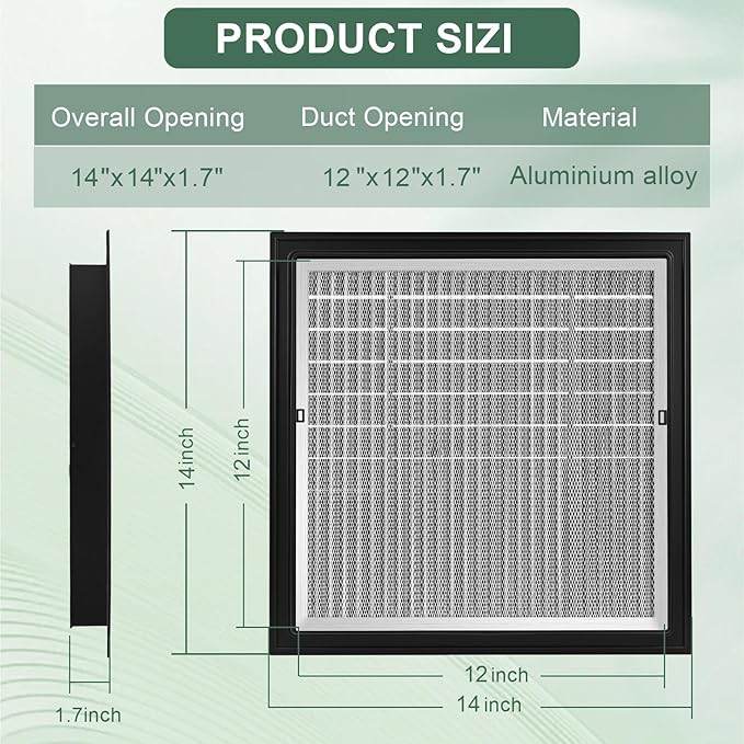 14"x14" Gable Vent - Premium Aluminum，Shed Vents with Screen, Ideal for Gables, Sheds, and Attics - Vent Opening 12"x12" - Boost Ventilation and Guard Against Moisture