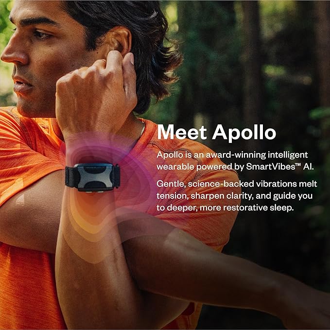 Bundle of Apollo Neuro Wearable (Stealth) & 12-Month SmartVibes AI Membership + Sleep Band (Black)
