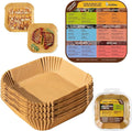 Katbite Air Fryer Liners Disposable - 8 inch Square Non-Stick Airfryer Paper Liners with Recipe Fridge Magnet, Unbleached Parchment Paper for 5 to 8 Qt Basket, Easy Cleanup, 130pcs