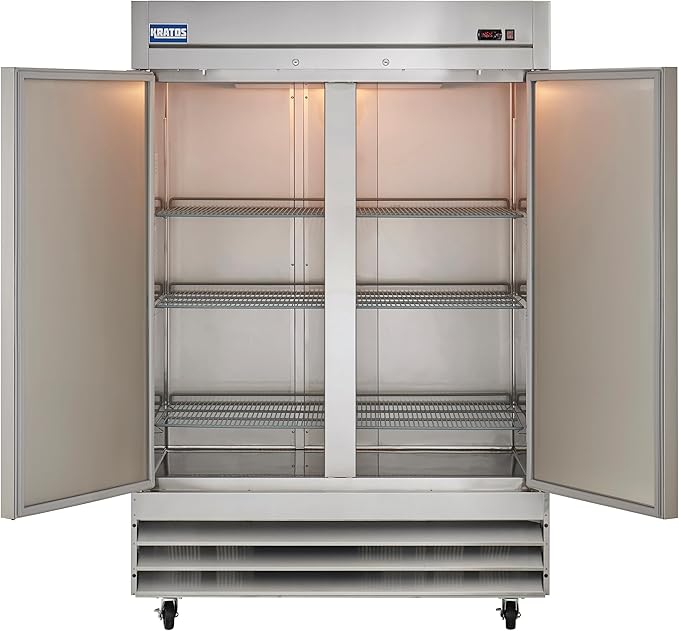 Kratos Commercial Freezer- 2- Solid Door Reach-In, Stainless Steel Exterior, 54" W (67K-005)
