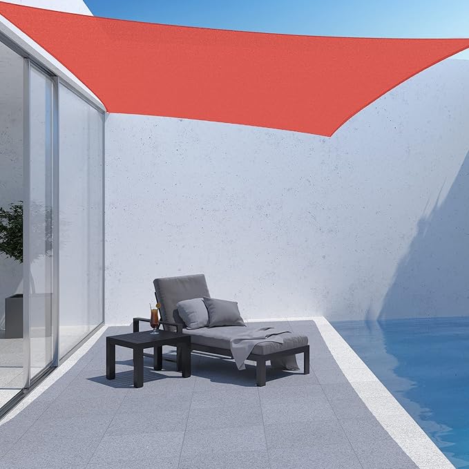 AsterOutdoor Sun Shade Sail Rectangle 16' x 16' UV Block Canopy for Patio Backyard Lawn Garden Outdoor Activities, Terra