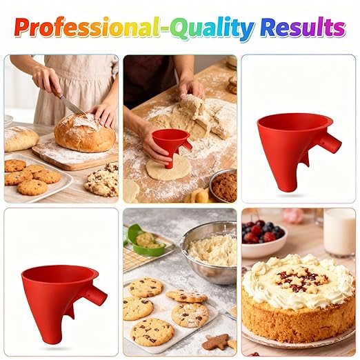 Flour Funnel for Kitchen Aid Mixer 5 Qt,for 4.5–5 Qt Tilt-Head Models-Stand Mixer Attachment,Easy Pour No-Mess Attachment, Anti-Splash Accessory, Durable Dishwasher-Safe Baking Tool(Red)