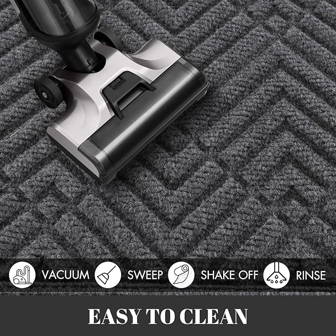 Yimobra Door Mats Outdoor 29.5x17, All-Season Waterproof Outdoor Mats for Front Door Entrance with Drainage Holes, Heavy Duty Non-Slip Doormat for Garage Patio Entryway Indoor, Gray