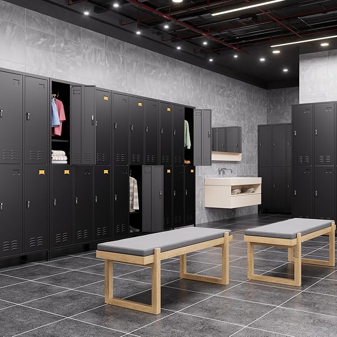 METAN Metal Locker for School Office Gym Bedroom,with Password Lock,6 Doors Steel Storage Lockers Cabinet for Employees,Industrial Storage with 1 Shelf,Assembly Required,Black