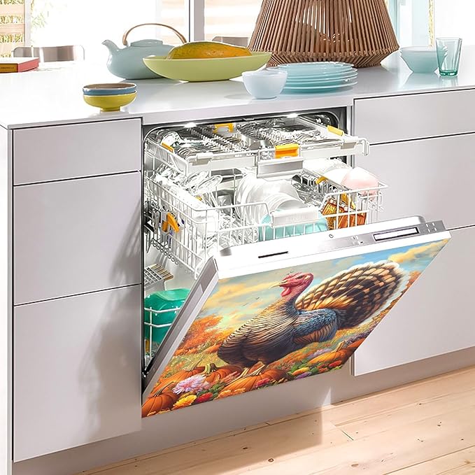 Turkey Pumpkin Thanksgiving Dishwasher Magnet Cover Sticker Magnetic Refrigerator Panel Front Door Fridge Microwave Decal Decorative