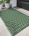 DEXI Front Door Mat Outside Entrance Rubber 24x36, Welcome Floor Doormat Heavy Duty Non Slip, Dirt Trapper Waterproof Exterior Entry Mats All Weather for Patio Entryway Drainage, Green