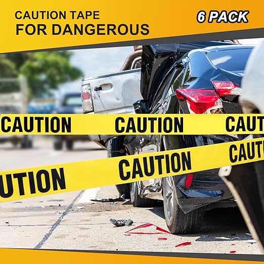 Treela 6 Pcs 3 Inch x 1000 ft Caution Danger Tape Roll Do Not Enter Cross Crime Scene Construction Warning Safety Tape for Hazardous Areas Halloween(Caution,Yellow)