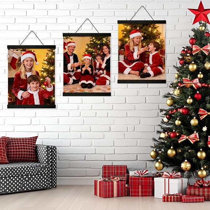 3 Pack Magnetic Poster Hanger Frame 12 inch Black,12x16 12x18 12x20 12x24 Wood Magnet Frames Hangers for Photos, Pictures, Prints, Maps, Canvas Artwork,Diamond Art Painting,Canvas Hanger