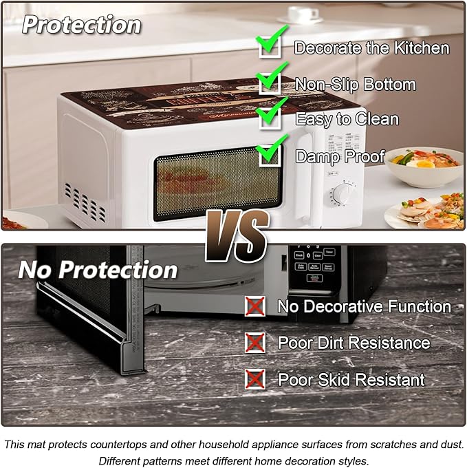 Rubber Mat for Microwave Top Cover, 18"x14" Non Slip Nonstick Heat Resistant Microwave Kitchen Counter Protector Mat, Air Fryer Pad for Counter Heat Resistant