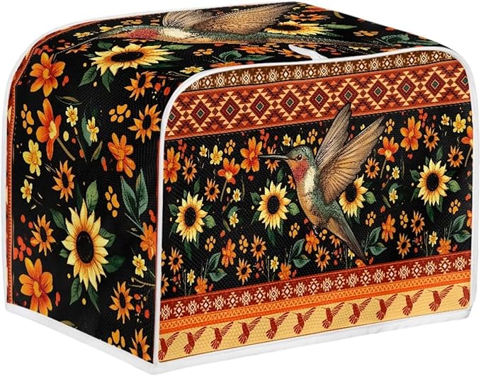 Aztec Hummingbird Sunflower Print 2 Slice Toaster Cover Fingerprint Protection Kitchen Accessories Decor Waterproof Bread Maker Cover