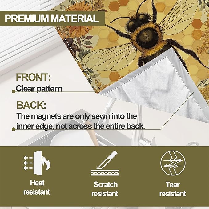 Animal Bee Dishwasher Magnets Decorative Cover,Beehive Floral Magnet Fridge Panel Decal for Home Kitchen Decor,23x26 in