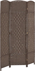 HOMCOM 3 Panel Room Divider, 6' Tall Folding Privacy Screen, Woven Freestanding Wall Partition for Home Office, Bedroom, Brown