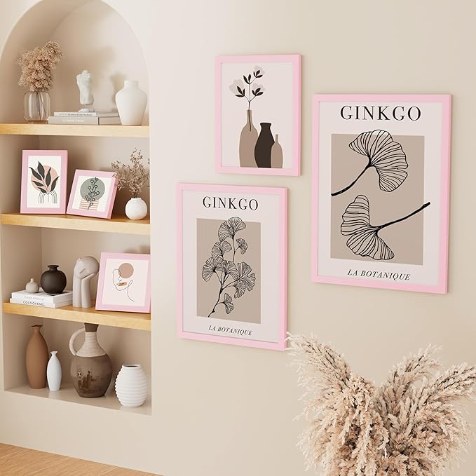 Vittanly 11x14 Picture Frame, Solid Wood Frame with Plexiglass, Includes 8x10 Mat, Wall Hanging for Photos, Home Decor, Pale Pink, 1 Pack