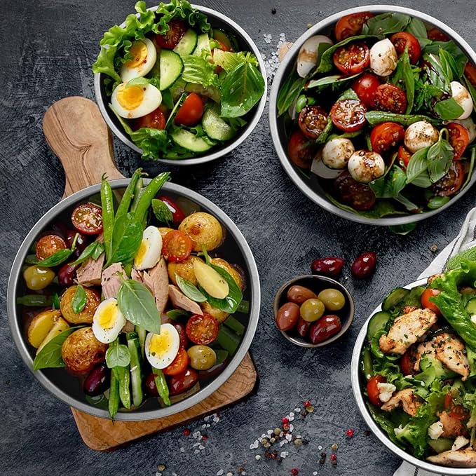 Stainless Steel 4 QT Mixing Bowl | Home & Commercial Quality | Flat Bottom | Cooking, Baking, Meal Prep [1PK]