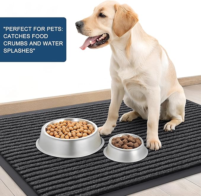 OLANLY Front Door Mat Indoor Outdoor Entrance, Waterproof Heavy Duty Doormat, Fade Resistant, Low Profile, Easy Clean Patio Porch Welcome Floor Mats for Entry, 47x30, Charcoal Grey