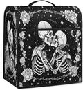 Kitchen Aid Mixer Cover Halloween Flower White Skull Stand Mixer Cover Compatible with 6-8 Quarts Stand Mixers, Dust Covers with Zipper Pocket Foldable Washable Kitchen Aid Organizer Bag